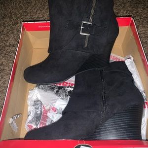 Black high heel boots